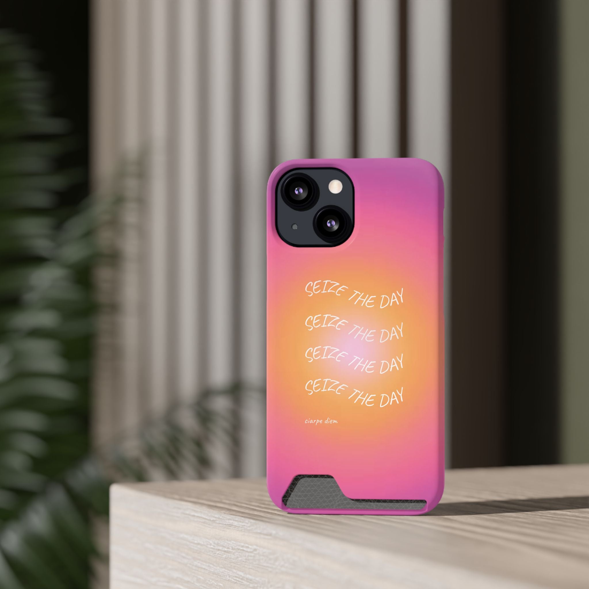 Sunburst 'Seize the Day' Phone Case with Card Holder