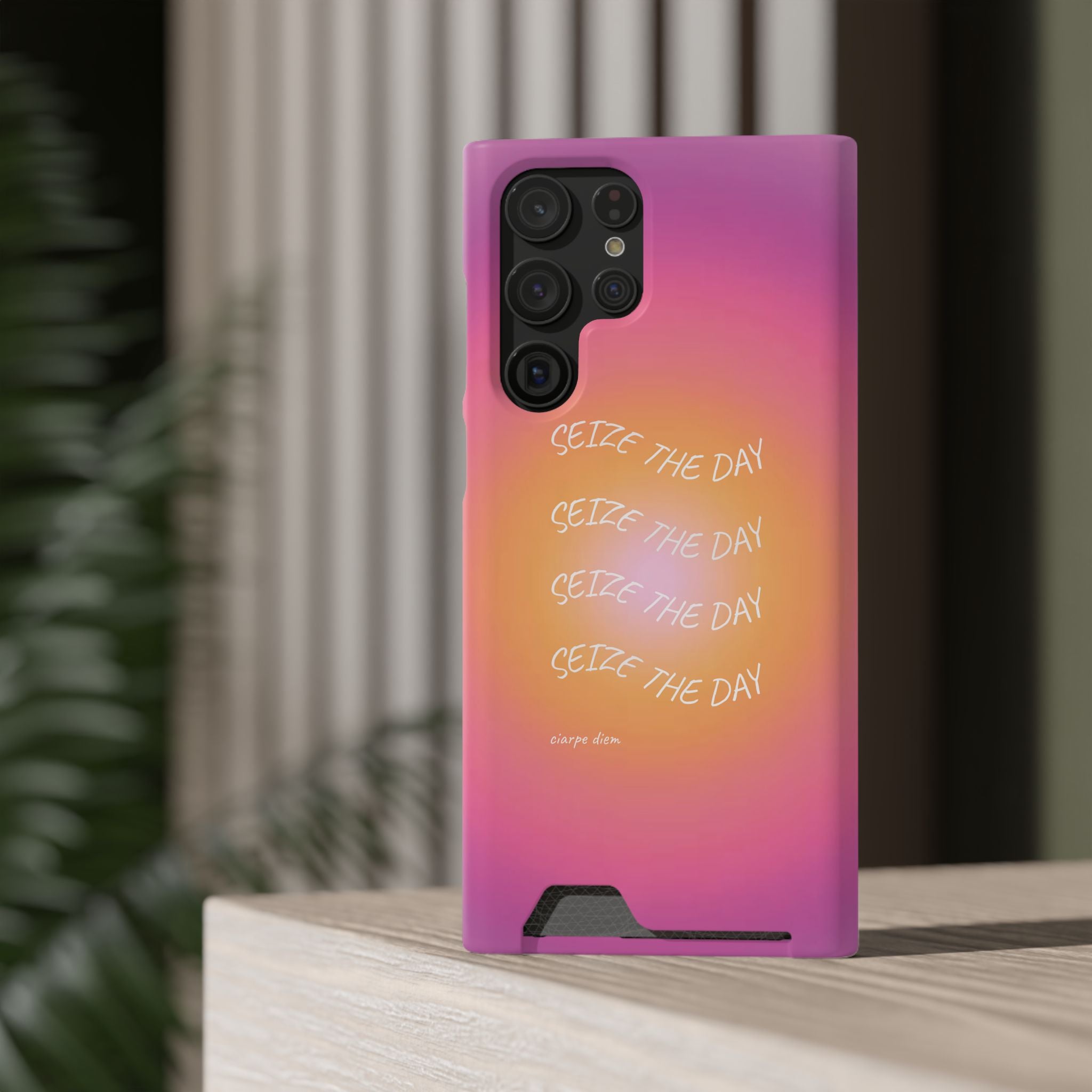 Sunburst 'Seize the Day' Phone Case with Card Holder
