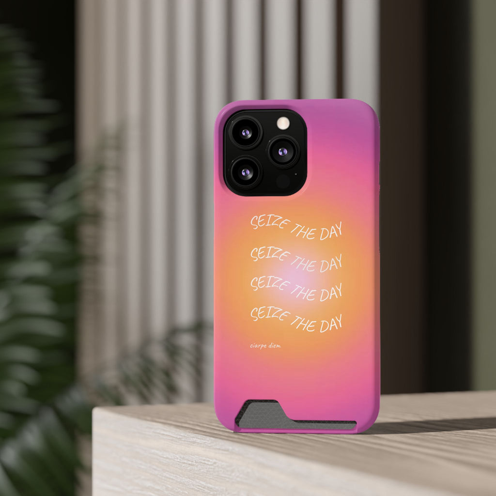 Sunburst 'Seize the Day' Phone Case with Card Holder