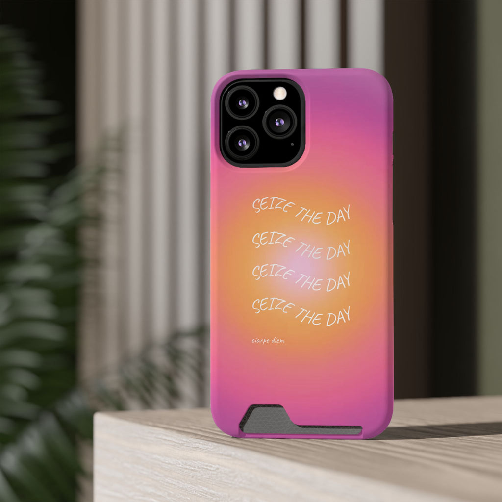 Sunburst 'Seize the Day' Phone Case with Card Holder