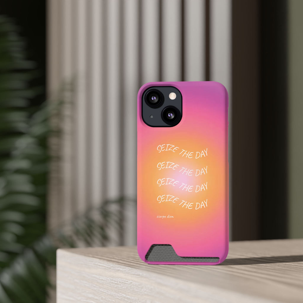 Sunburst 'Seize the Day' Phone Case with Card Holder