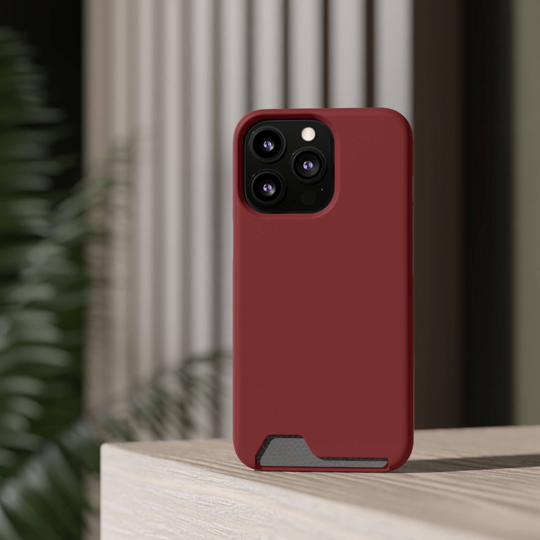 Dark Red Card-Holder Phone Case