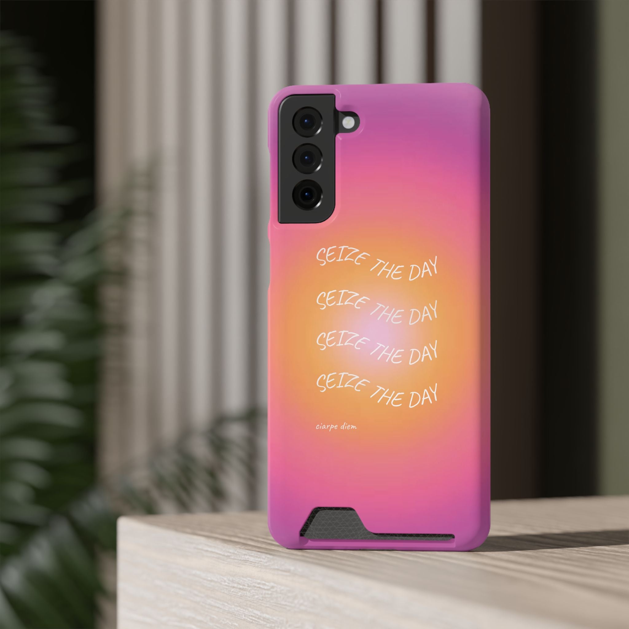 Sunburst 'Seize the Day' Phone Case with Card Holder