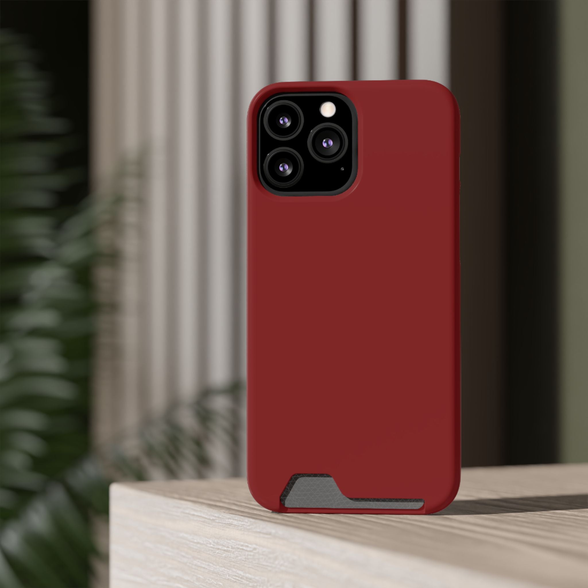 Dark Red Card-Holder Phone Case