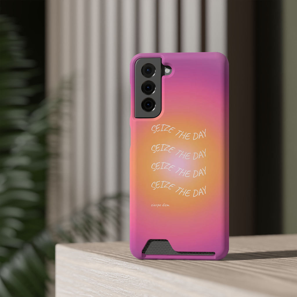 Sunburst 'Seize the Day' Phone Case with Card Holder