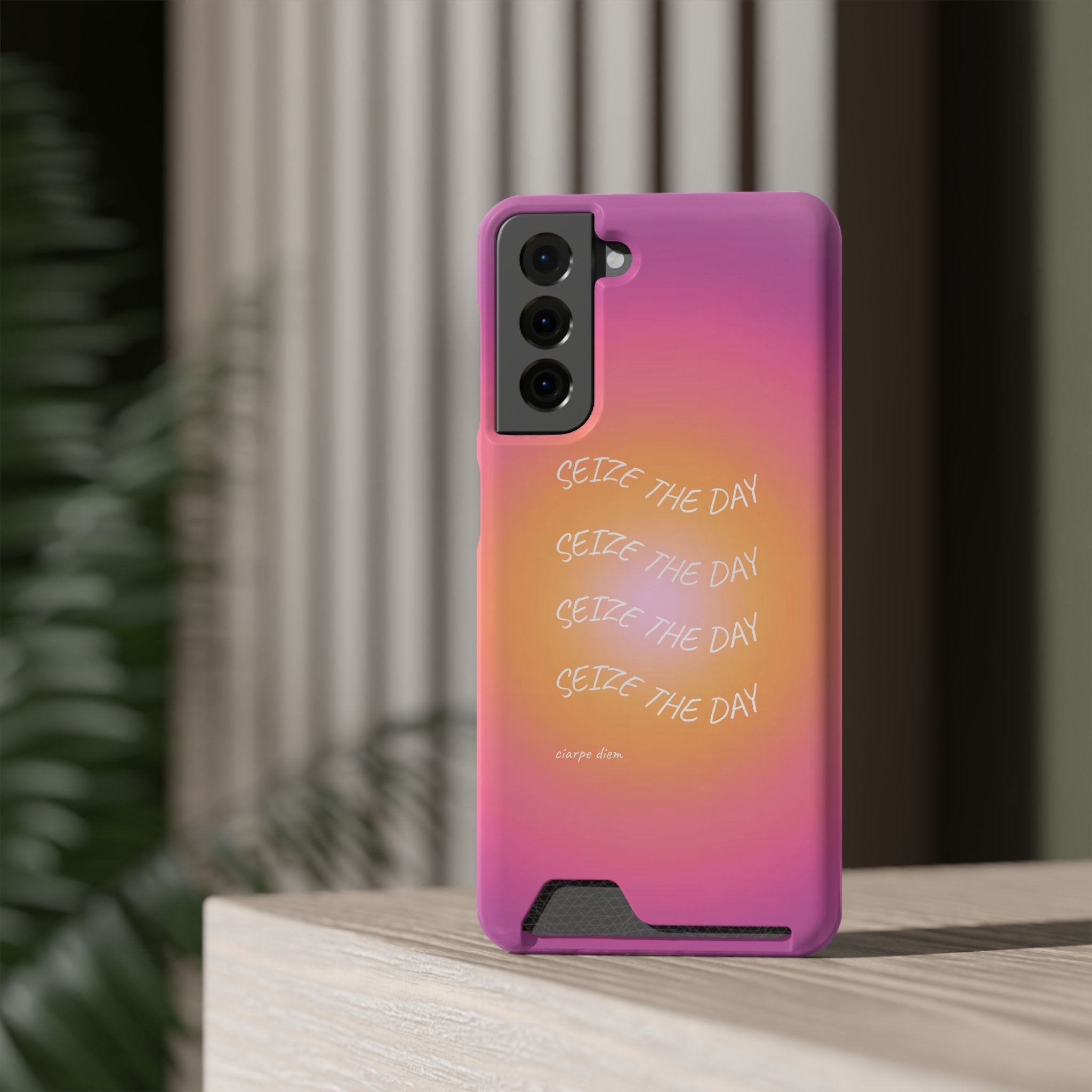 Sunburst 'Seize the Day' Phone Case with Card Holder