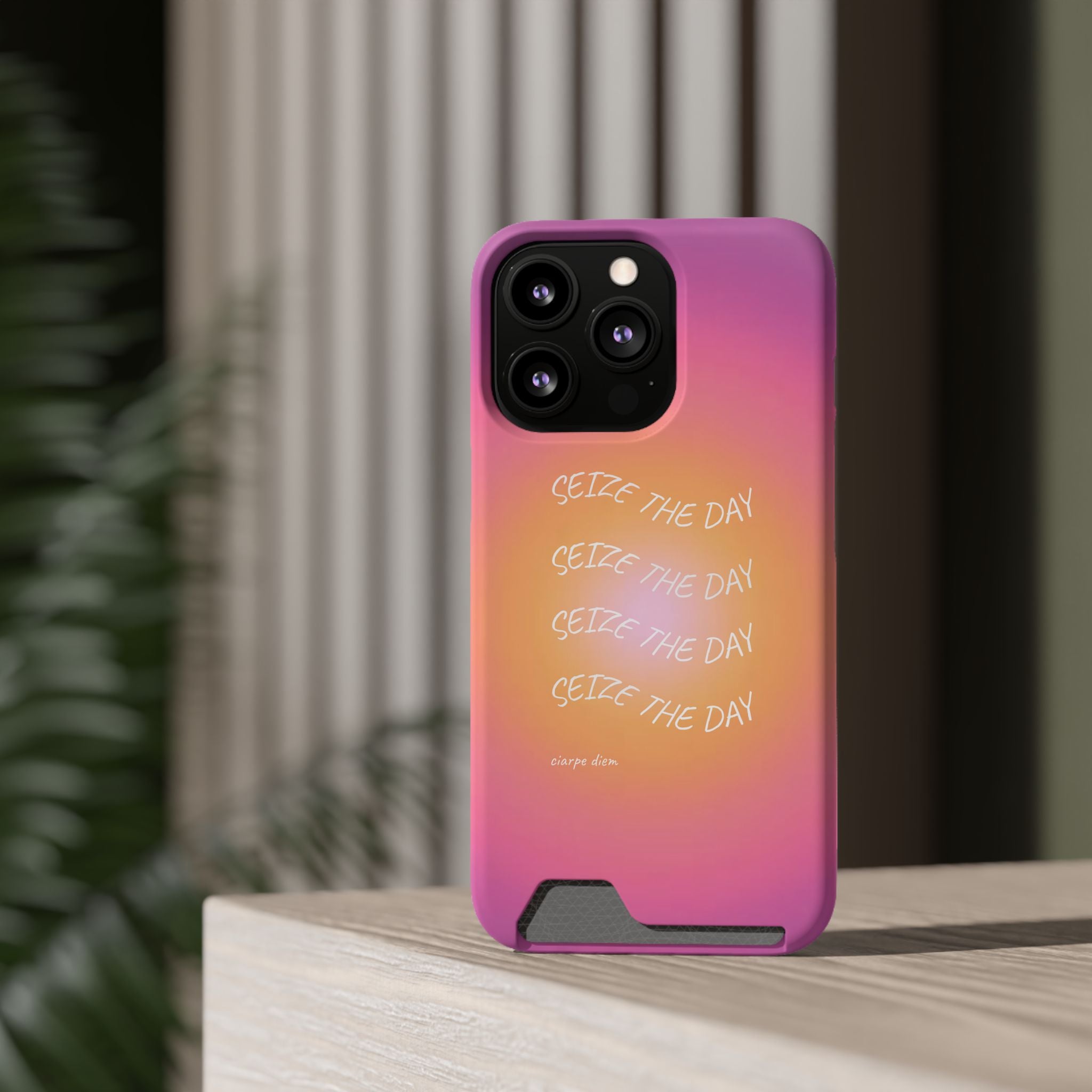 Sunburst 'Seize the Day' Phone Case with Card Holder