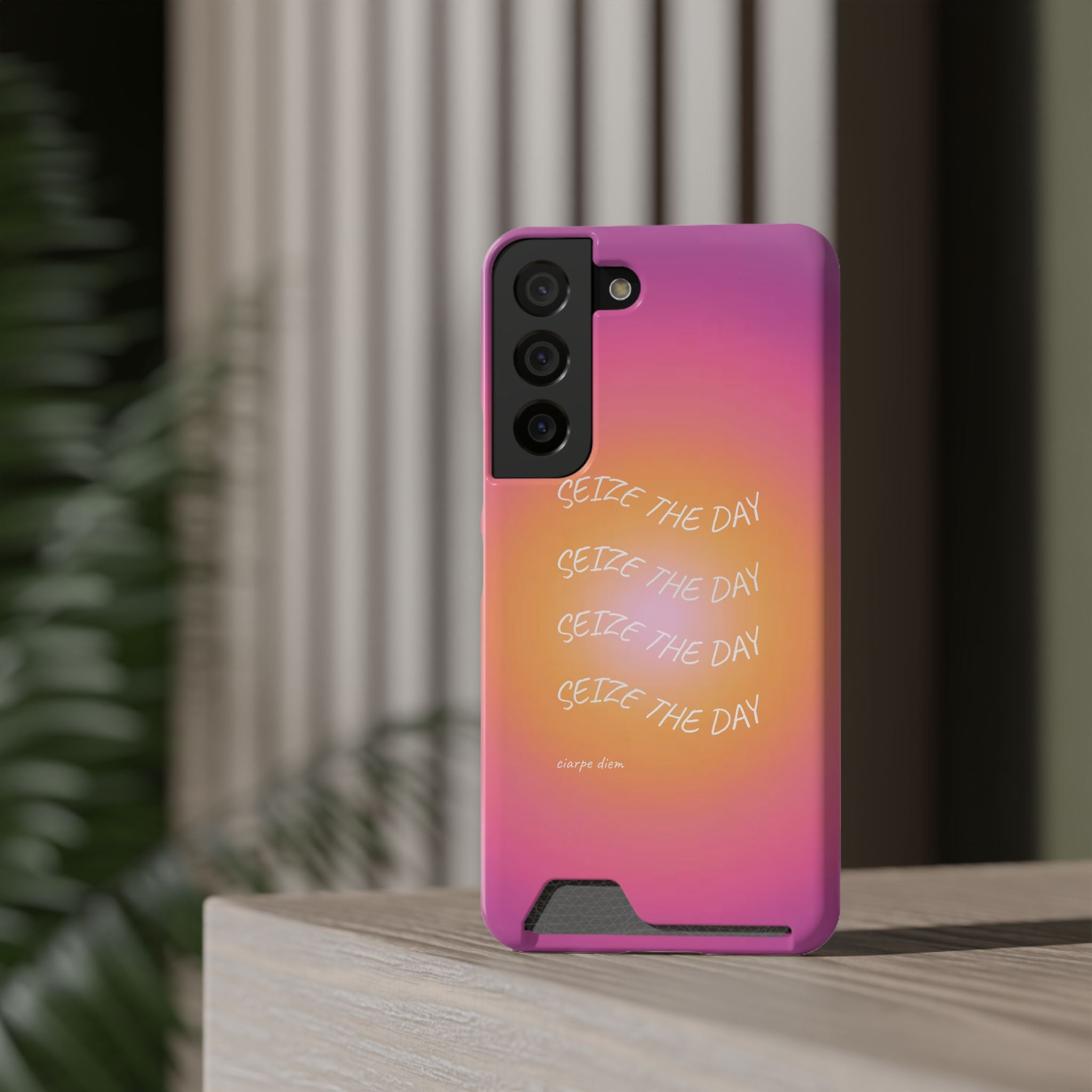 Sunburst 'Seize the Day' Phone Case with Card Holder